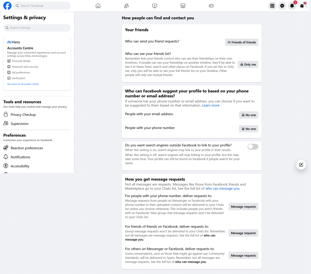 facebook privacy settings